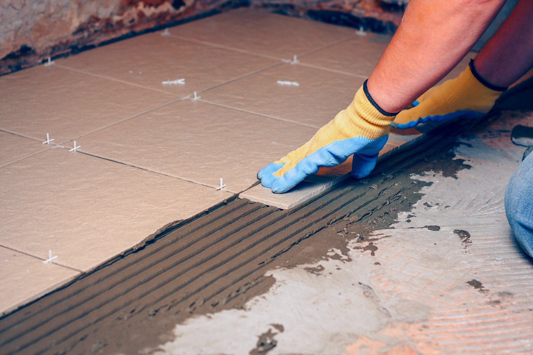 Tile works in the house, facing works